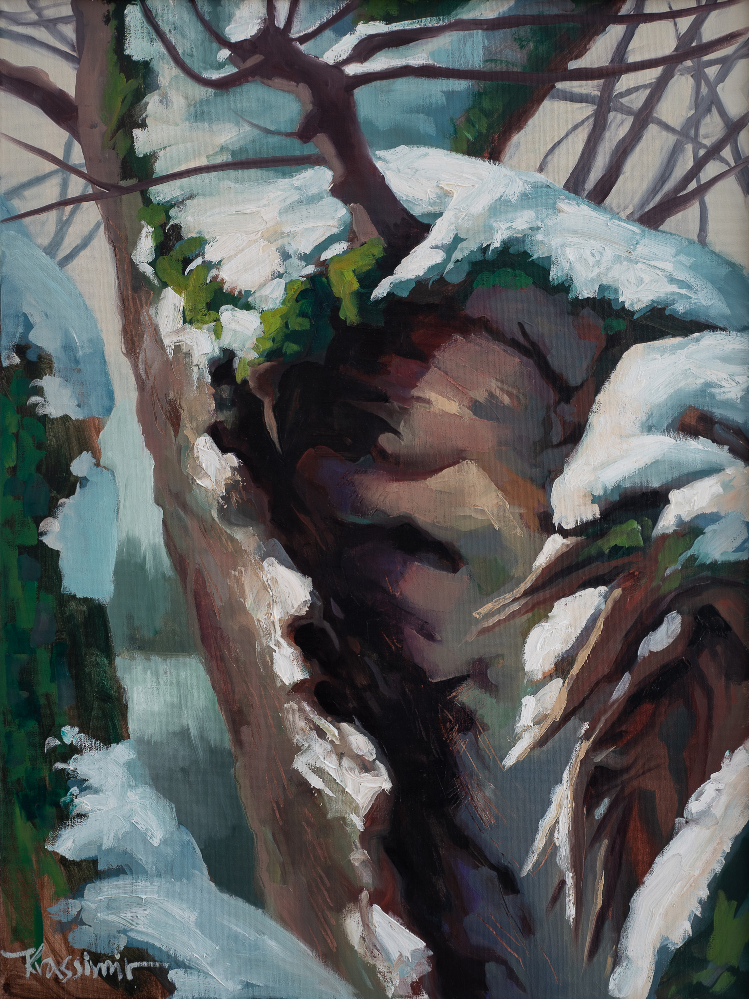 Höhlenbaum, Öl auf Leinwand 80x60 cm, 2019