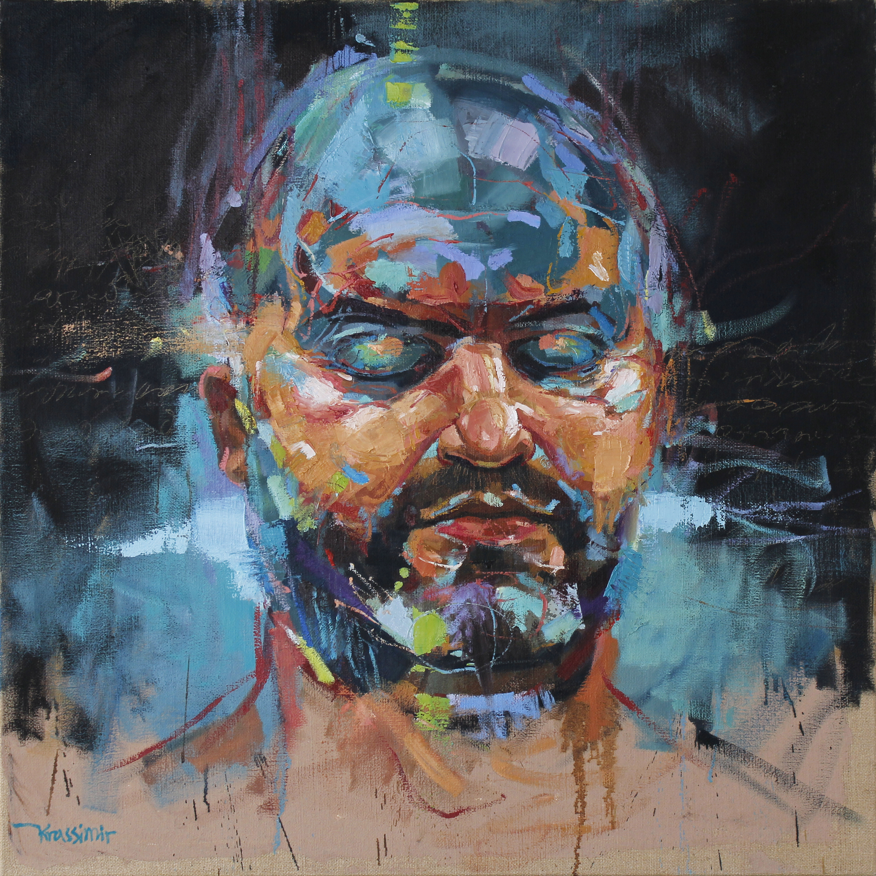 Selbsportrait, Öl auf Leinwand, 110x110 cm