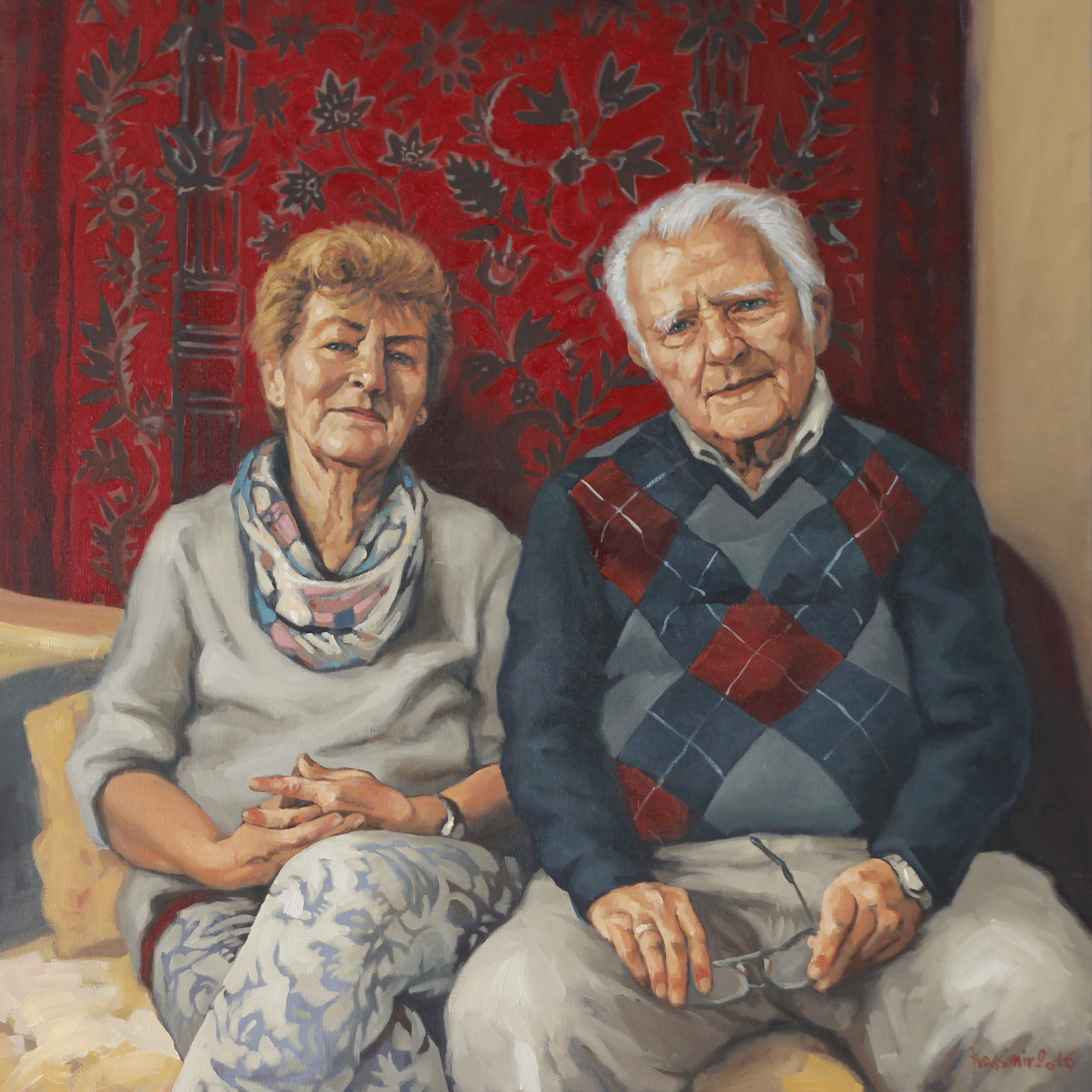 Familienportrait, Öl auf Leinwand, 100x100 cm