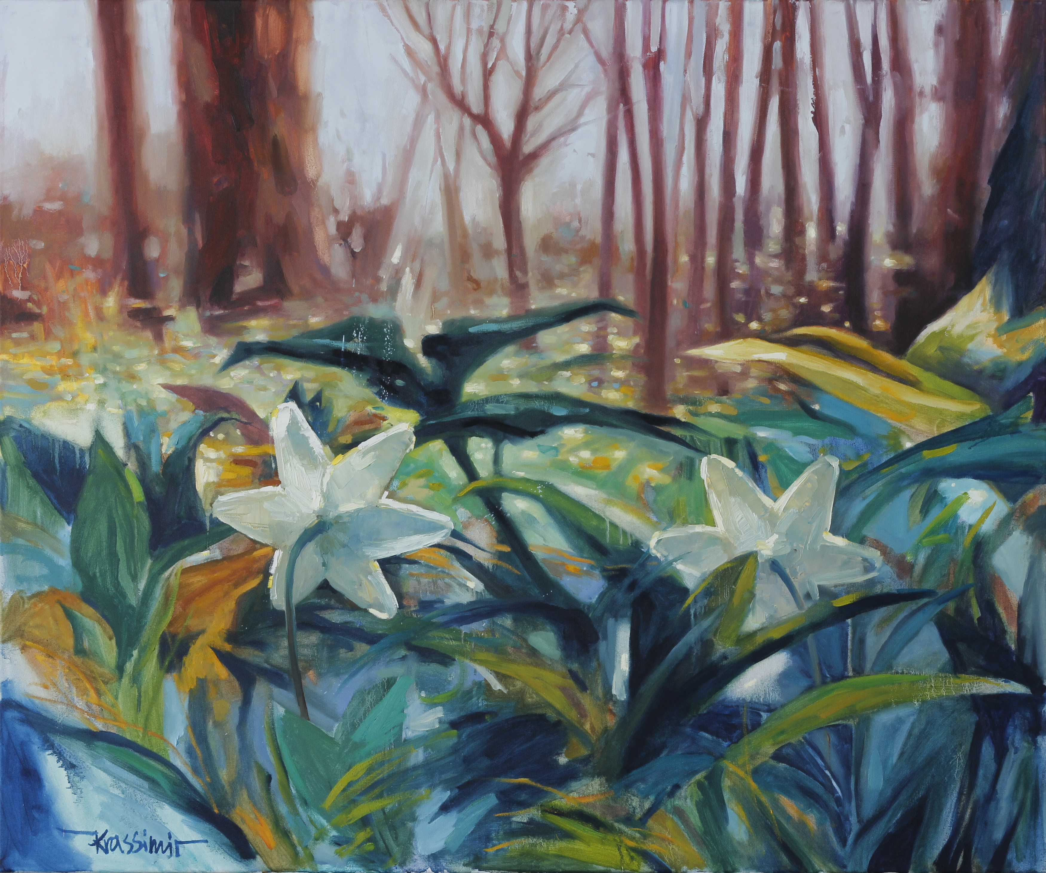 Frühling im Stiftsgarten, Öl auf Leinwand, 100x120 cm, 2018