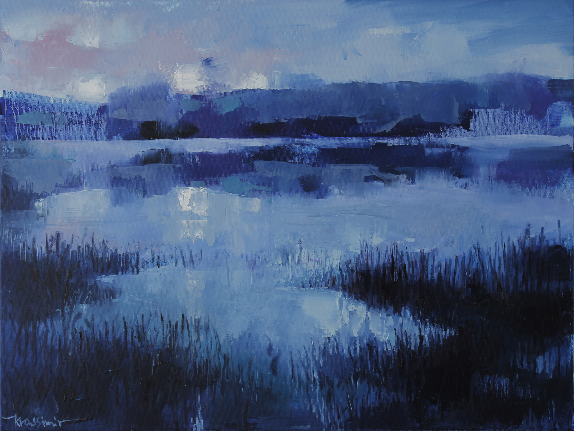 Evening by the Lake, Öl auf Leinwand 60x80 cm, 2019