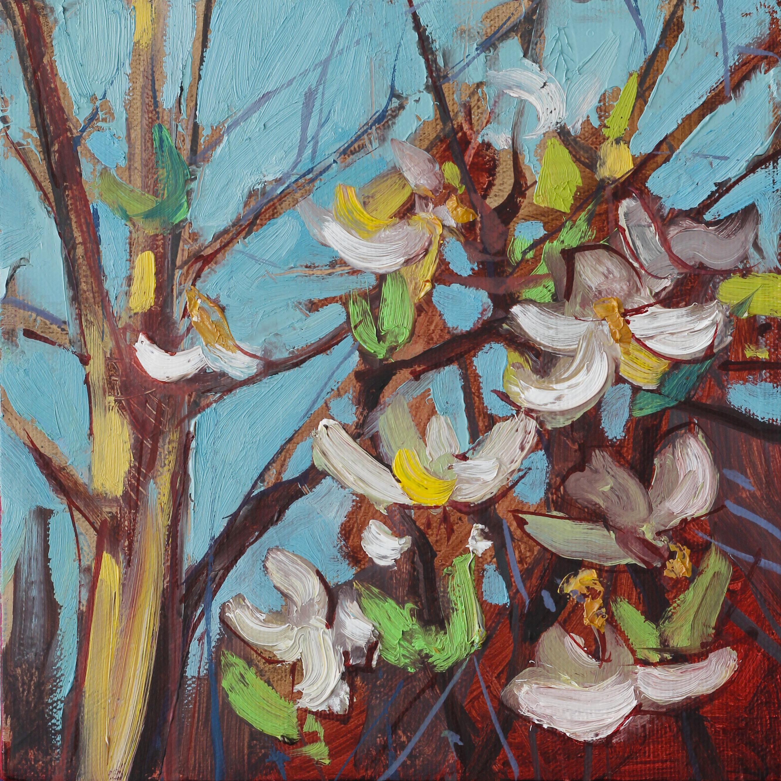 Frühlingsblüten 2 , Öl auf Leinwand 20x20 cm, 2017